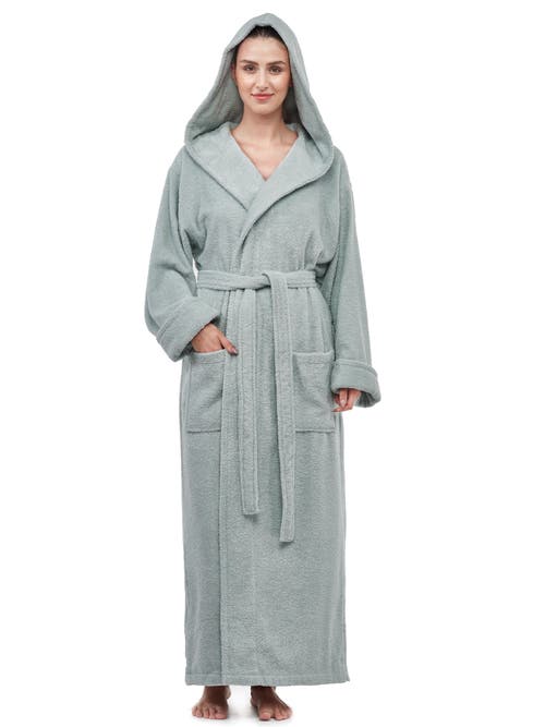 Arus Womens Gots Certified Oganic Cotton Long Hooded Robe In Blue