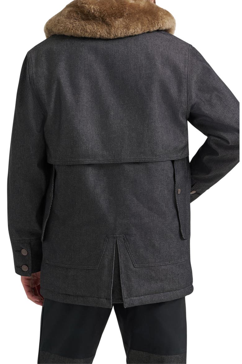 Filson X Wrangler Genuine Shearling Collar Packer Jacket, Alternate, color, BLACK