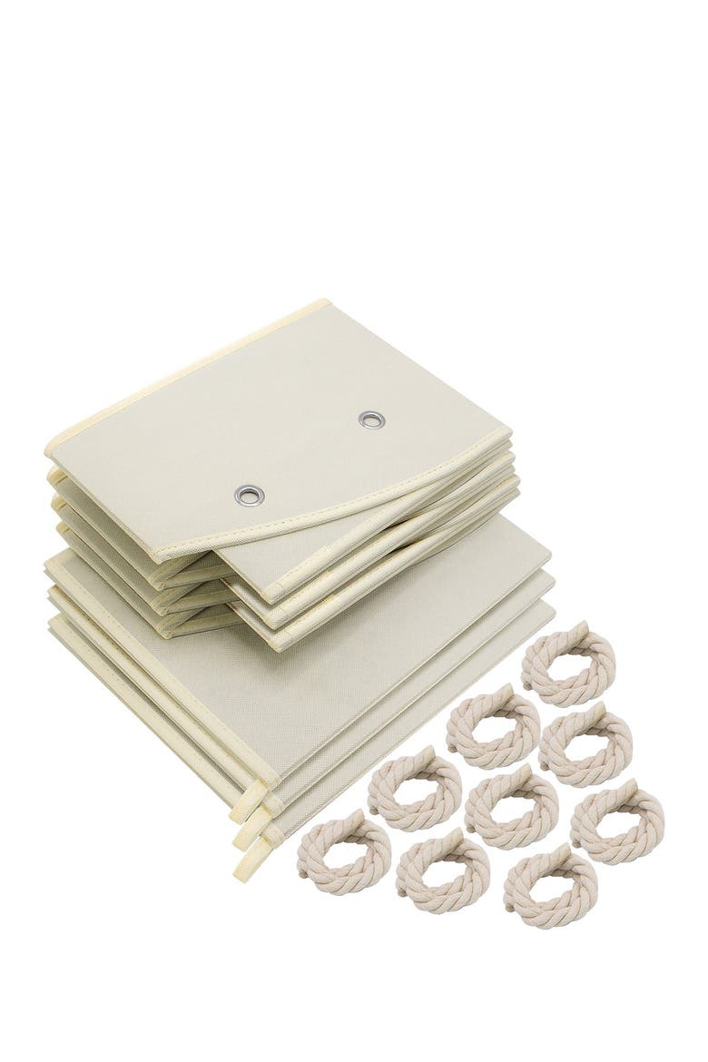 Beige Non-Woven Fabric Trapezoid Storage Box - Pack of 3, Alternate, color, BEIGE