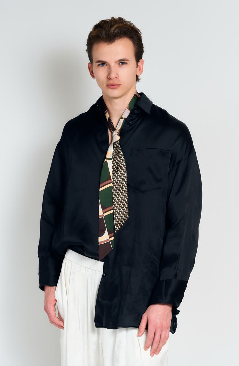 Lost Pattern Modular Skinny Silk Scarf, Alternate, color, Green