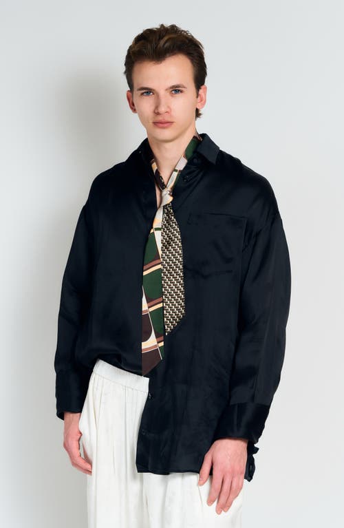 Lost Pattern Modular Skinny Silk Scarf In Green