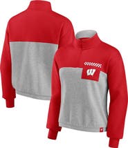FANATICS Women's Fanatics Branded Red/Heathered Gray Wisconsin Badgers Sideline to Sideline Colorblock Quarter-Zip Jacket