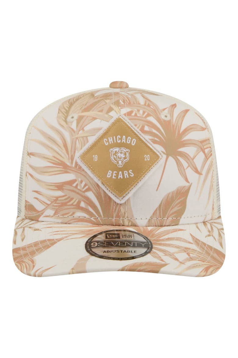 Men's New Era  Tan Chicago Bears Tonal Palm COOLERA 9SEVENTY Adjustable Trucker Hat, Alternate, color, Tan