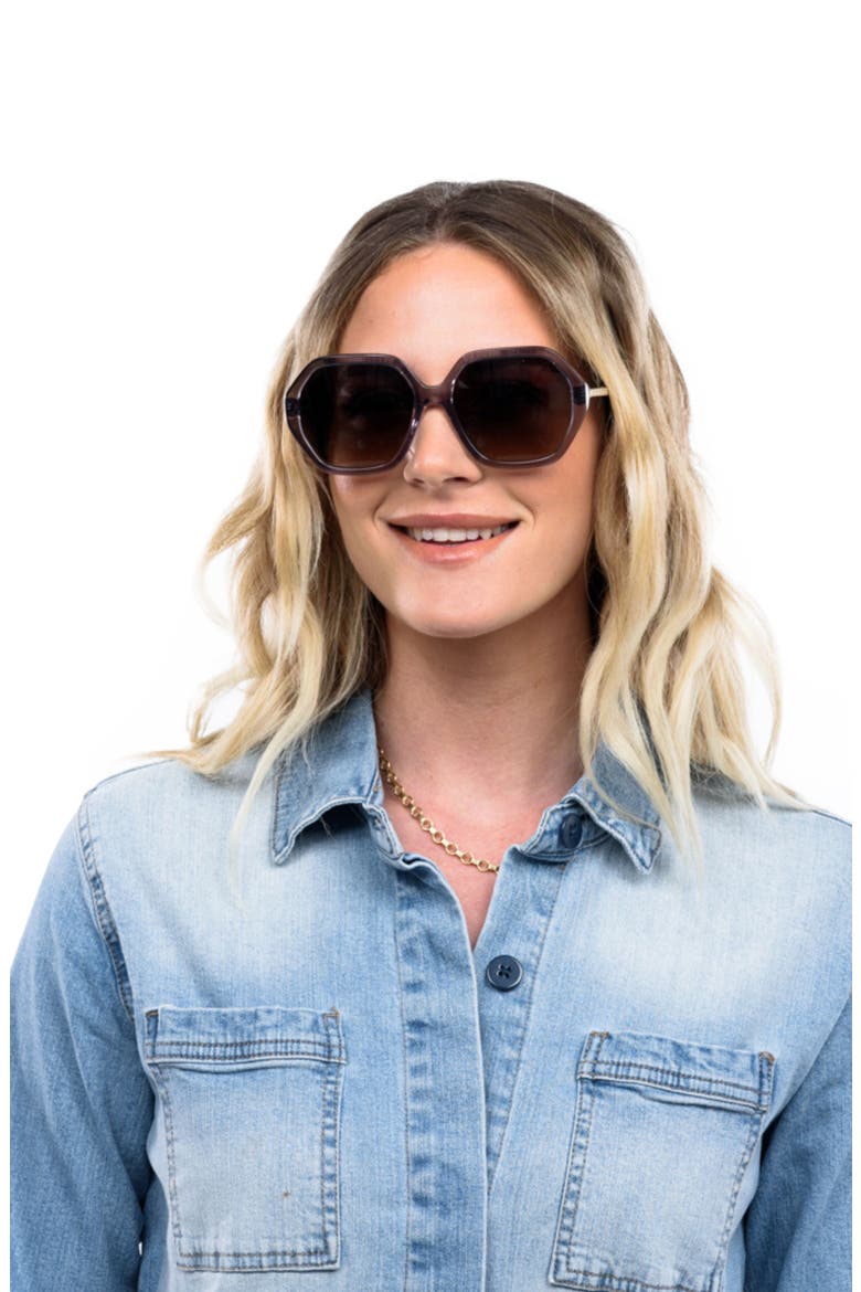 Noela Low Bridge Wide Width 58mm Polarized Oversized Sunglasses, Alternate, color, TAHITIAN PEARL