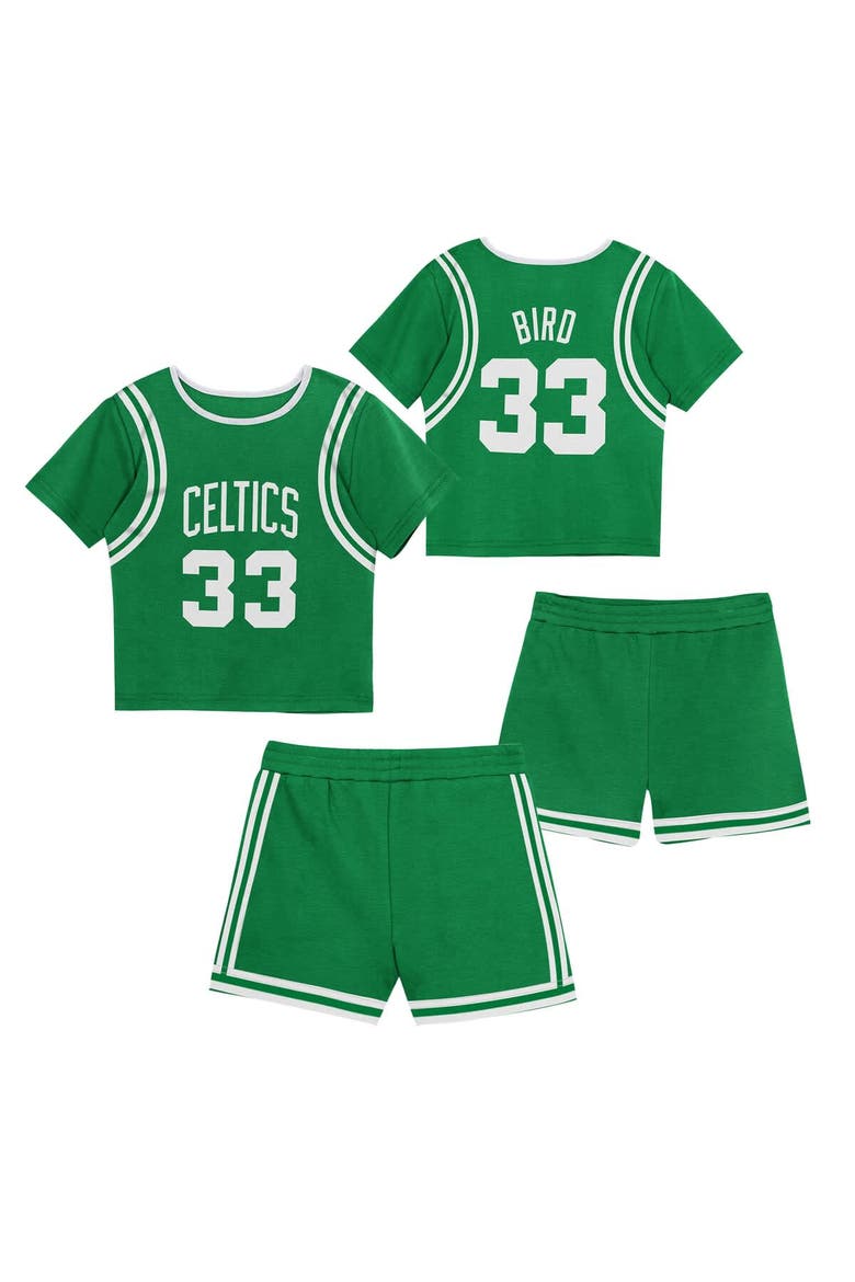 Preschool Mitchell & Ness Larry Bird Kelly Green Boston Celtics Play by Place Two-Pack T-Shirt & Shorts Set, Main, color, Kelly Green