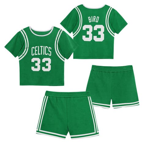 Preschool Mitchell & Ness Larry Bird Kelly Green Boston Celtics Play by Place Two-Pack T-Shirt & Shorts Set