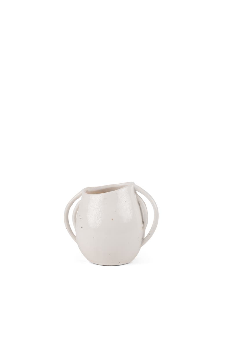 Urvi Speckled Asymmetrical Ceramic Vase, Main, color, White