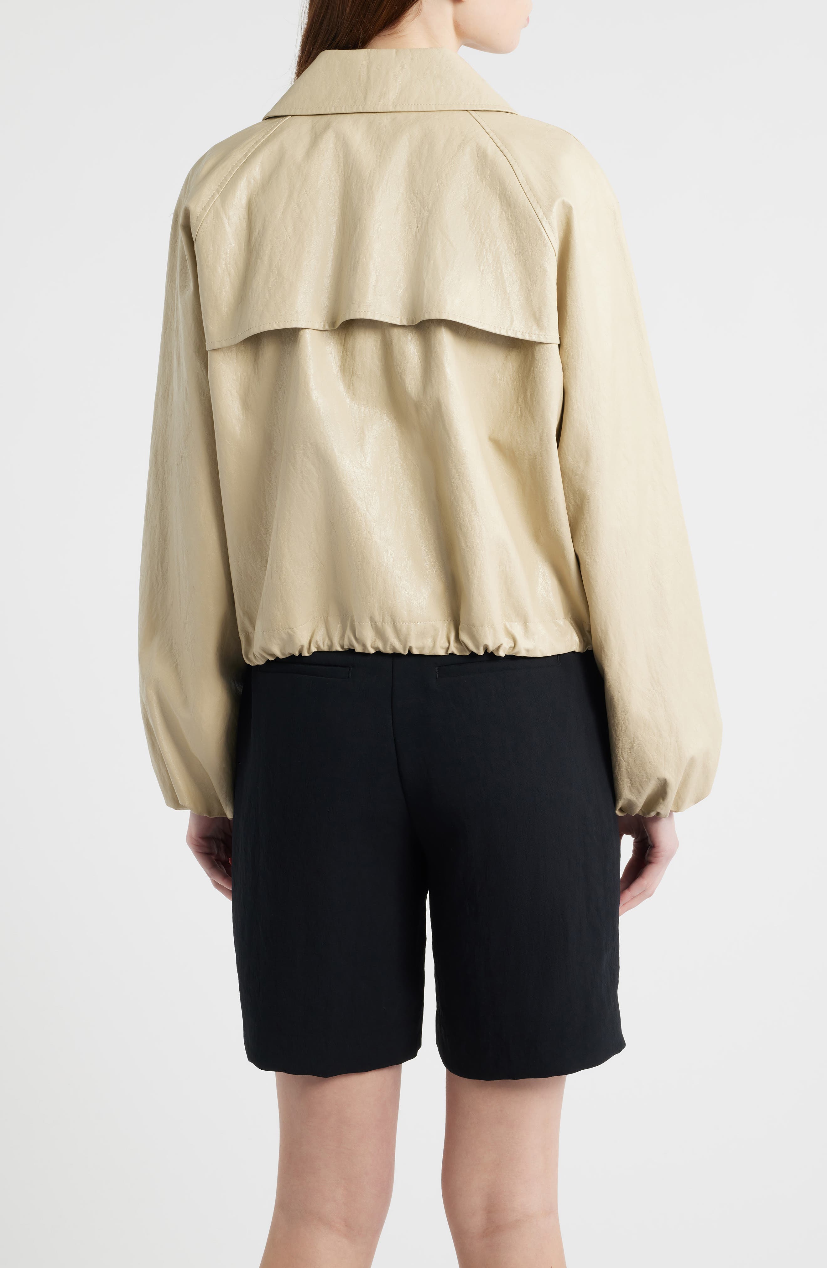 North Drawstring Hem Faux Leather Jacket - image 2