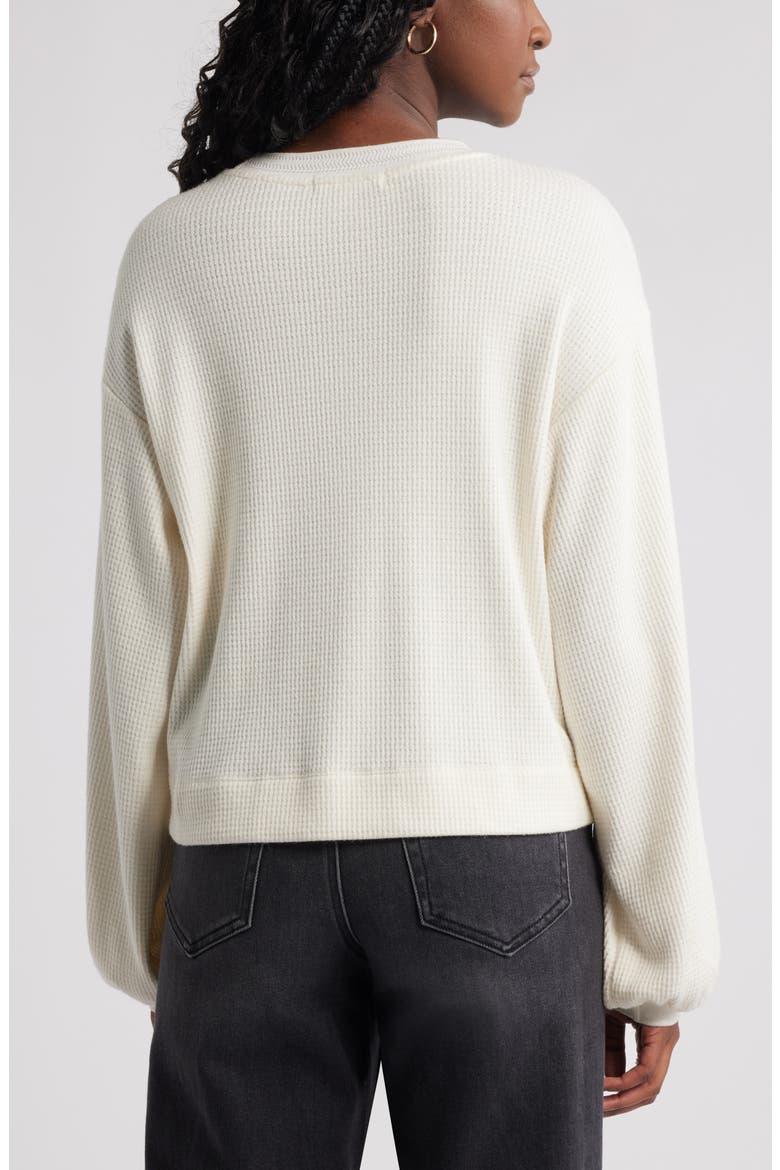 Blouson Sleeve Waffle Knit Top, Alternate, color, IVORY EGRET