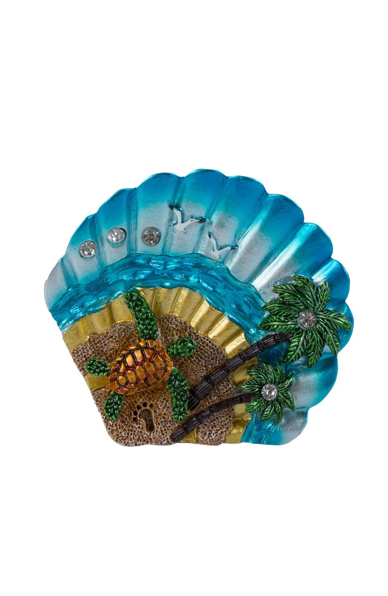 Beachcombers Beach Scene Scallop Magnet, Main, color, Blue