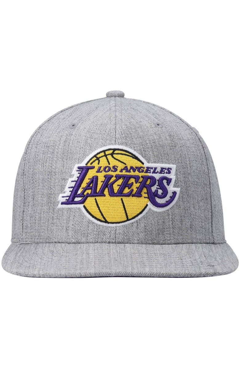Mitchell & Ness Men's Mitchell & Ness Heathered Gray Los Angeles Lakers 2.0 Snapback Hat, Alternate, color, Heather Gray