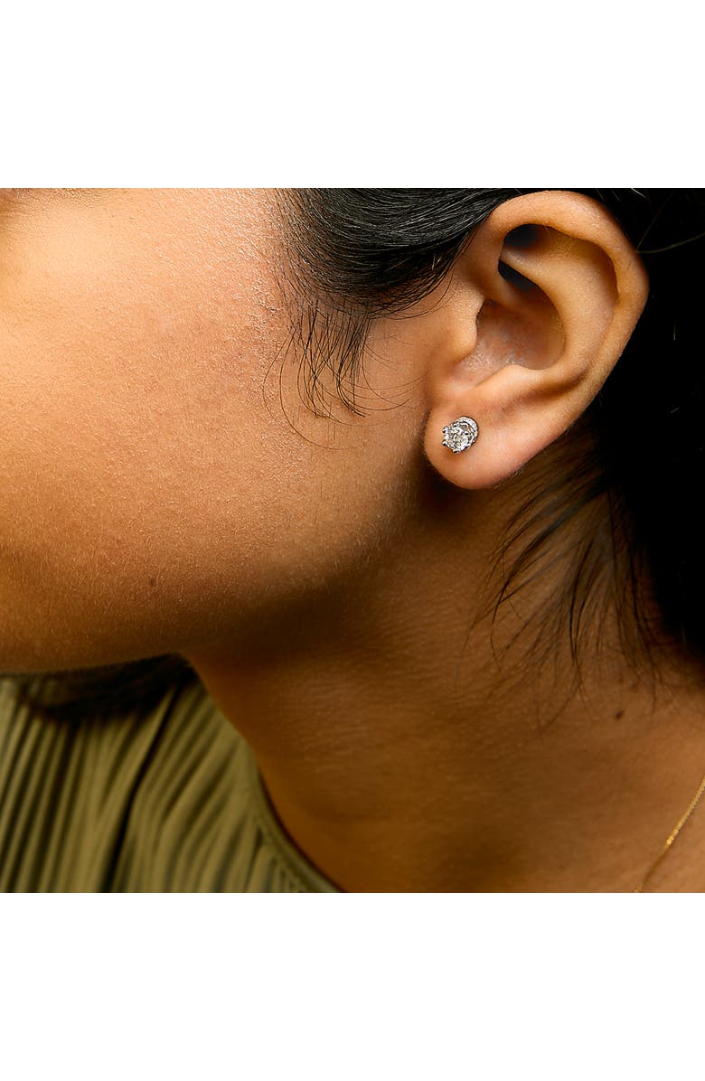 Haus of Brilliance 14K White Gold 2.0 Cttw Round Cut Prong-Set Diamond Crown Stud Earring, Alternate, color, White