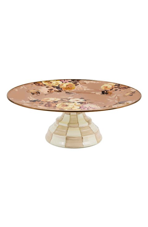 Wild Rose Slate Large Pedestal Platter