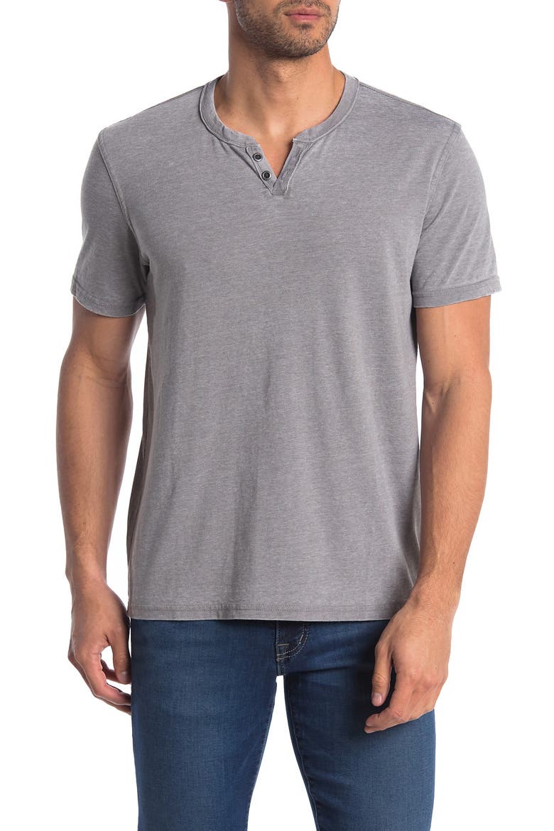 Button Notch Neck T-Shirt, Main, color, GARGOYLE