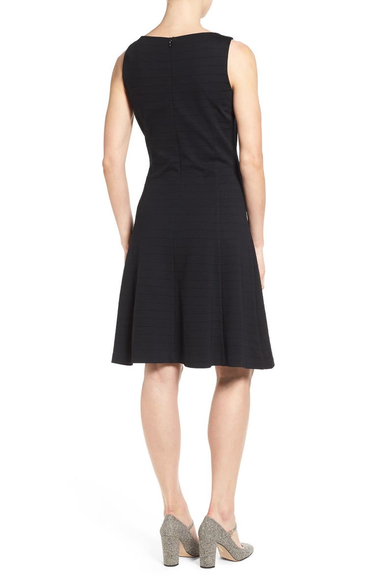 Ponte Fit & Flare Dress, Alternate, color, BLACK