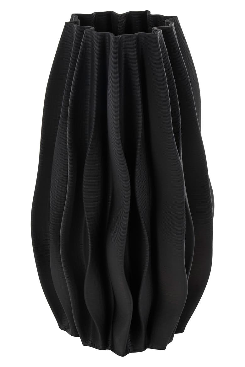 Ruffled Ceramic Vase, Main, color, BLACK