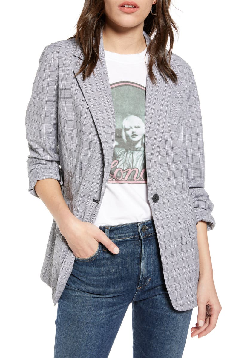 Treasure & Bond Mini Plaid Blazer, Main, color,