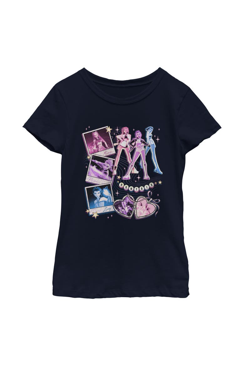 Girls' Huntrix Cute Instant Film Portrait T-Shirt, Main, color, Navy Blue
