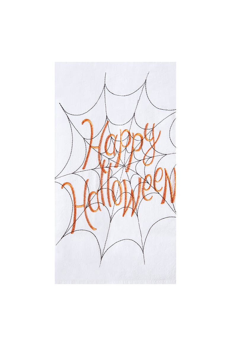 Happy Halloween Embroidered Flour Sack Cotton Kitchen Towel, Main, color, White