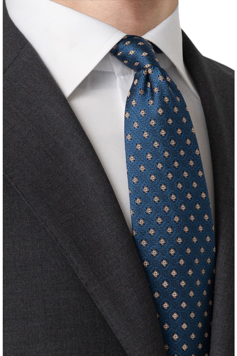 Medallion Silk Tie, Alternate, color, DARK BLUE