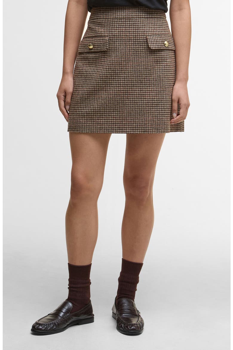 Sophia Houndstooth Check Merino Wool Miniskirt, Main, color, MULTI CHECK