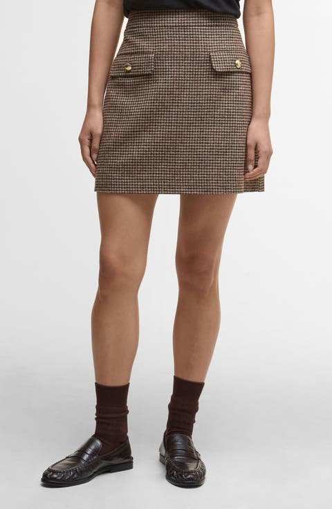 Sophia Houndstooth Check Merino Wool Miniskirt
