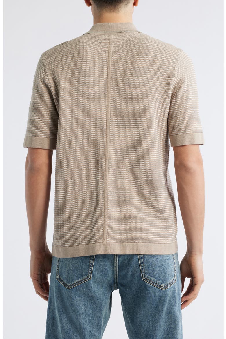 Harvey Jacquard Stripe Knit Short Sleeve Button-Up Shirt, Alternate, color, LIGHT BEIGE