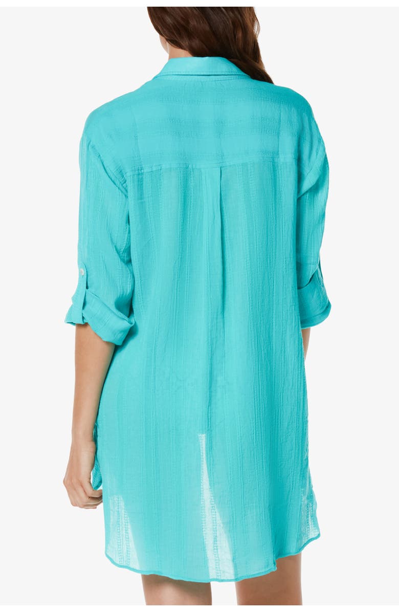 HELEN JON Camp Shirt Cover-Up, Alternate, color, Seafoam Aqua