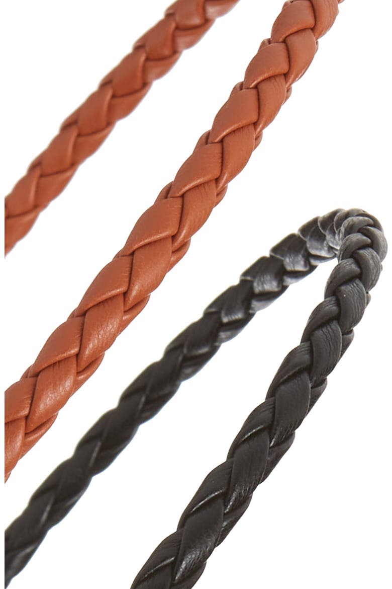 Assorted 2-Pack Skinny Braided Headbands, Alternate, color, TRUE BLACK/ ENGLISH SADDLE