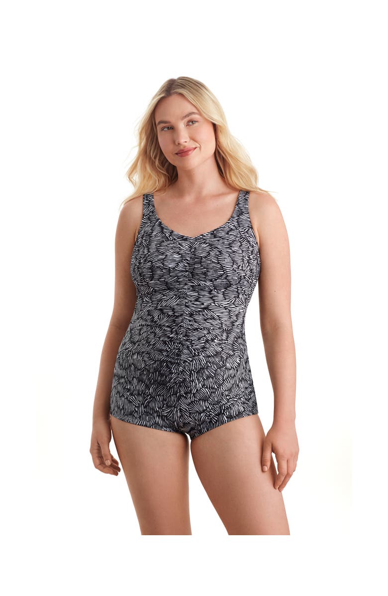 ShapeSolver Sport Shirred Front Girl Leg Chlorine Resistant One-Piece Swimsuit, Main, color, Shifting Shape