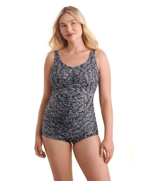 Shirred Front Girl Leg Chlorine Resistant One-Piece Swimsuit