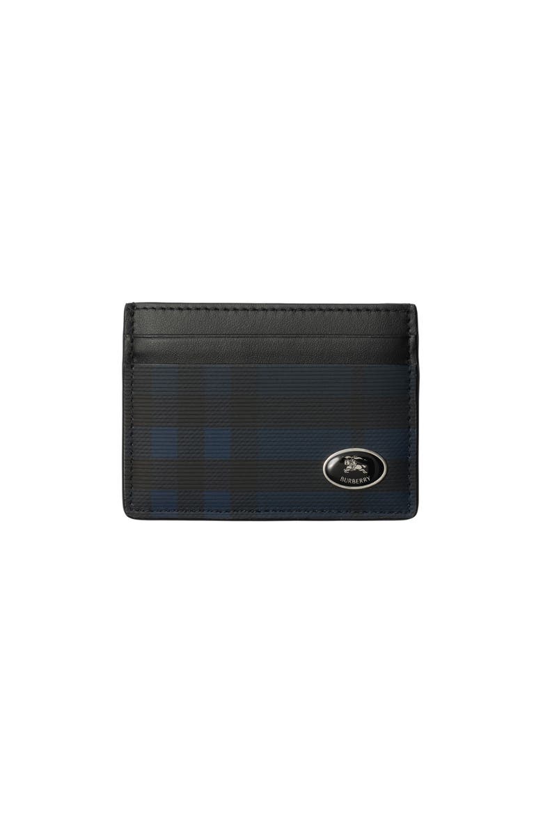 Burberry Check Card Case, Main, color, Navy