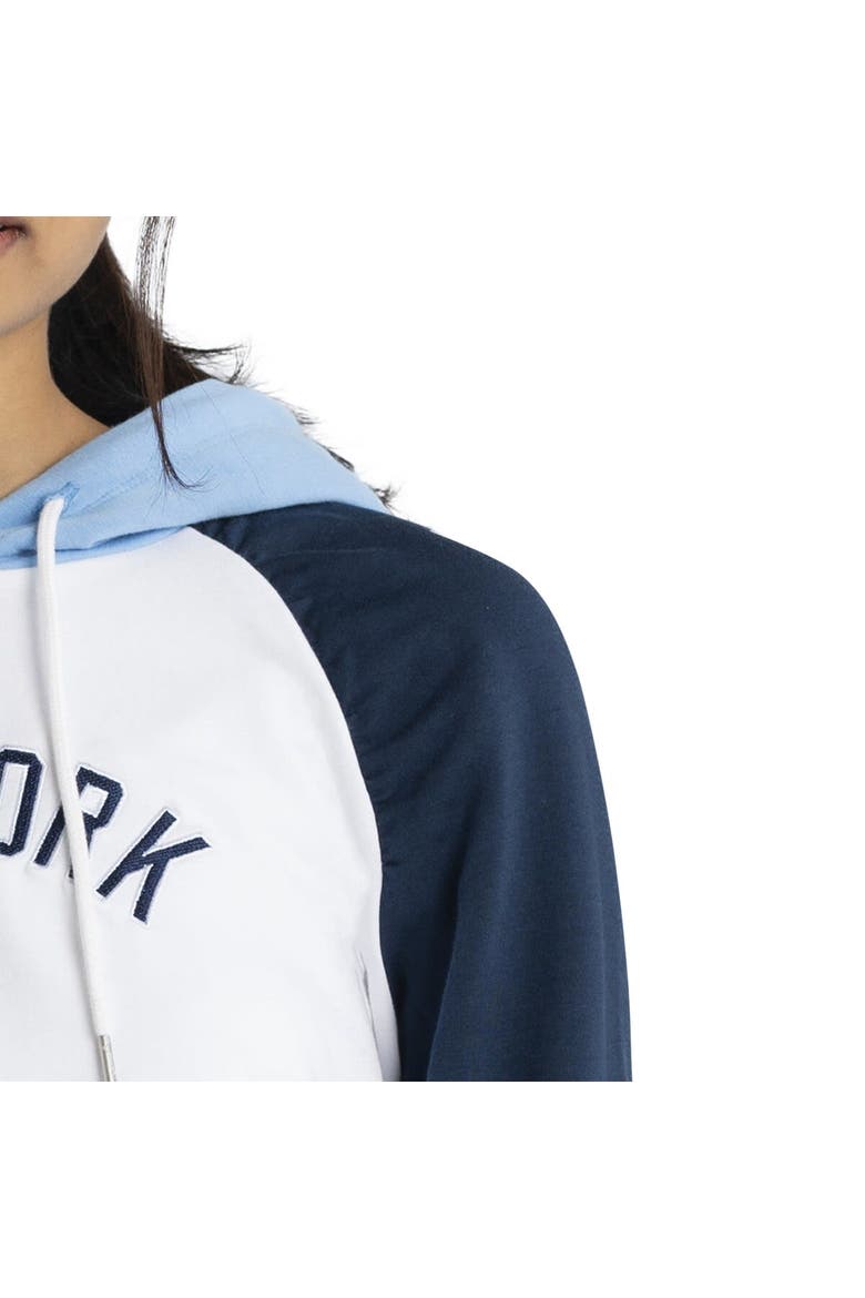 Women's Lusso White New York Yankees Marlowe Tri-Blend Raglan Pullover Hoodie, Alternate, color, White
