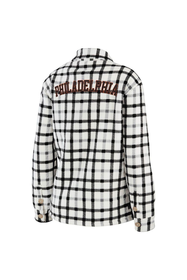 Women's WEAR by Erin Andrews Oatmeal Philadelphia Flyers Plaid Button-Up Shirt Jacket, Alternate, color, Oatmeal