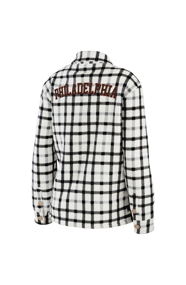WEAR by Erin Andrews Women's WEAR by Erin Andrews Oatmeal Philadelphia Flyers Plaid Button-Up Shirt Jacket, Alternate, color, Oatmeal