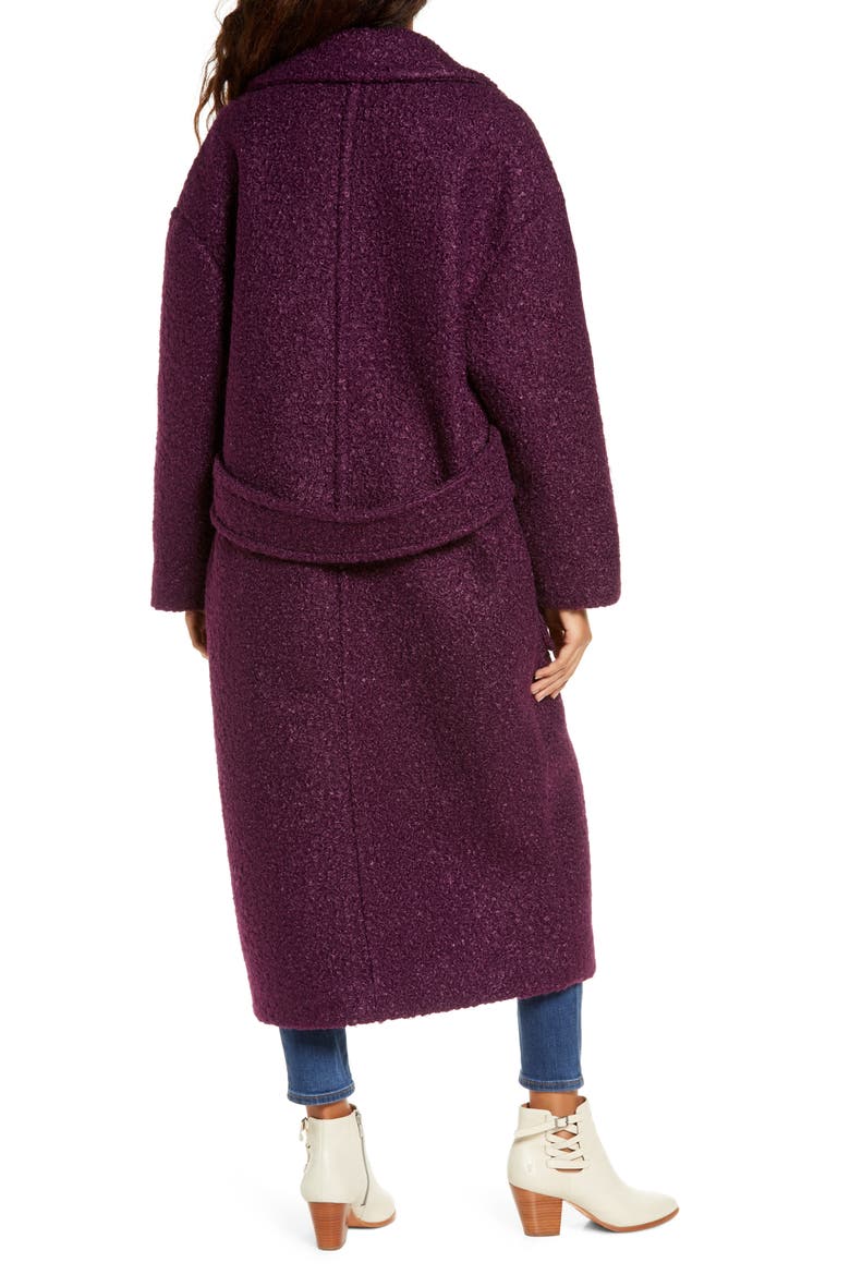 Hattie Long Faux Fur Coat, Alternate, color, EGGPLANT