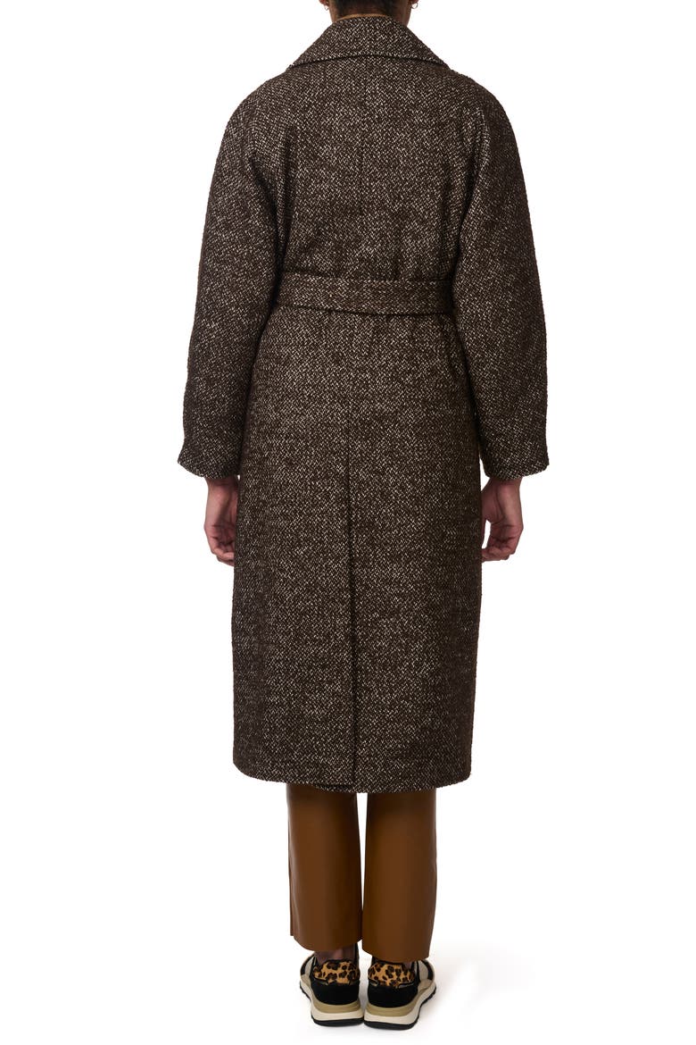 Textured Herringbone Longline Wrap Coat, Alternate, color, BROWN