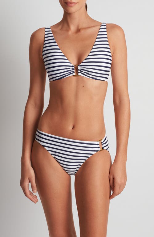 Ralph Lauren Womens Striped V Neck Bikini Top Ring Hipster Bikini Bottoms