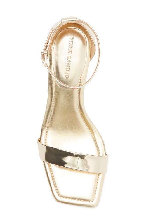 Vince Camuto Vinkely Square Toe Kitten Heel Sandal In Egyptian Gold Patent