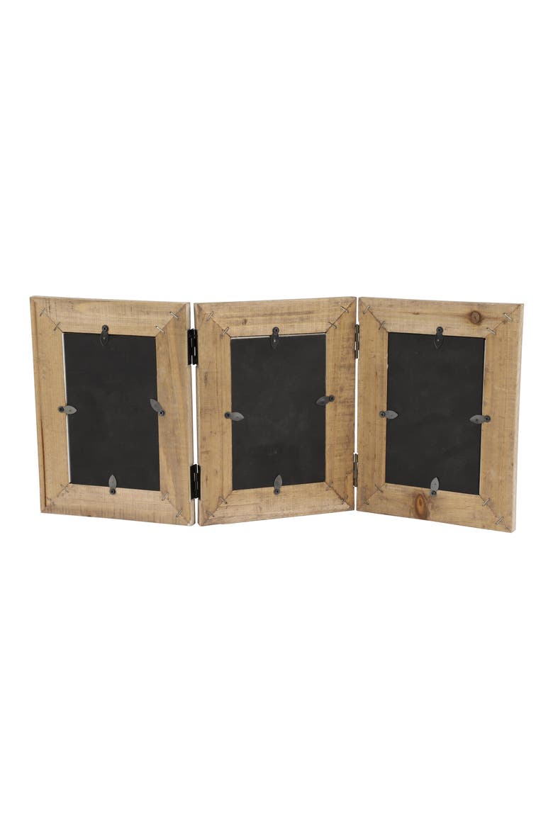 Farmhouse 4" x 6" Tri-Fold Picture Frame, Alternate, color, BROWN