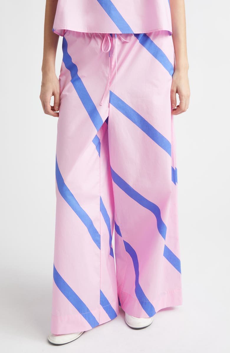 Marimekko Puoti Basso Wide Leg Stripe Pants, Main, color, Blue Pink