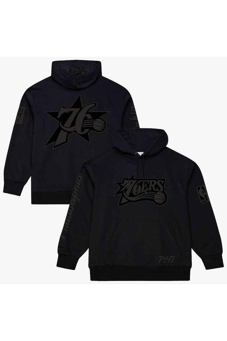 Men's Mitchell & Ness  Black Philadelphia 76ers Phantom Fleece Hoodie, Main, color, Black