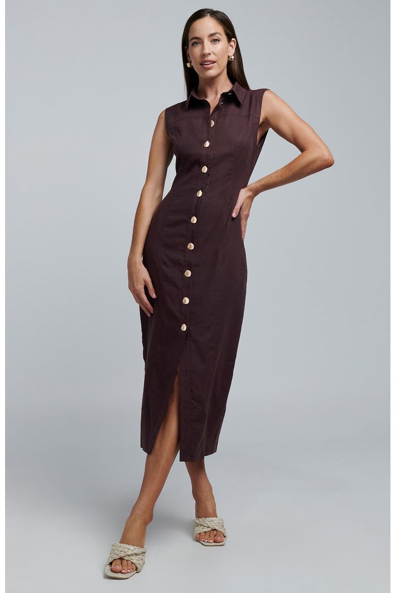 Stassi Linen Dress, Main, color, Chocolate