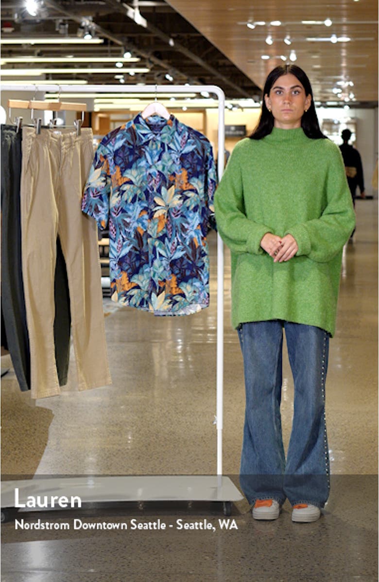 Sand Fuego Palms Short Sleeve Linen Blend Button-Up Shirt, sales video thumbnail