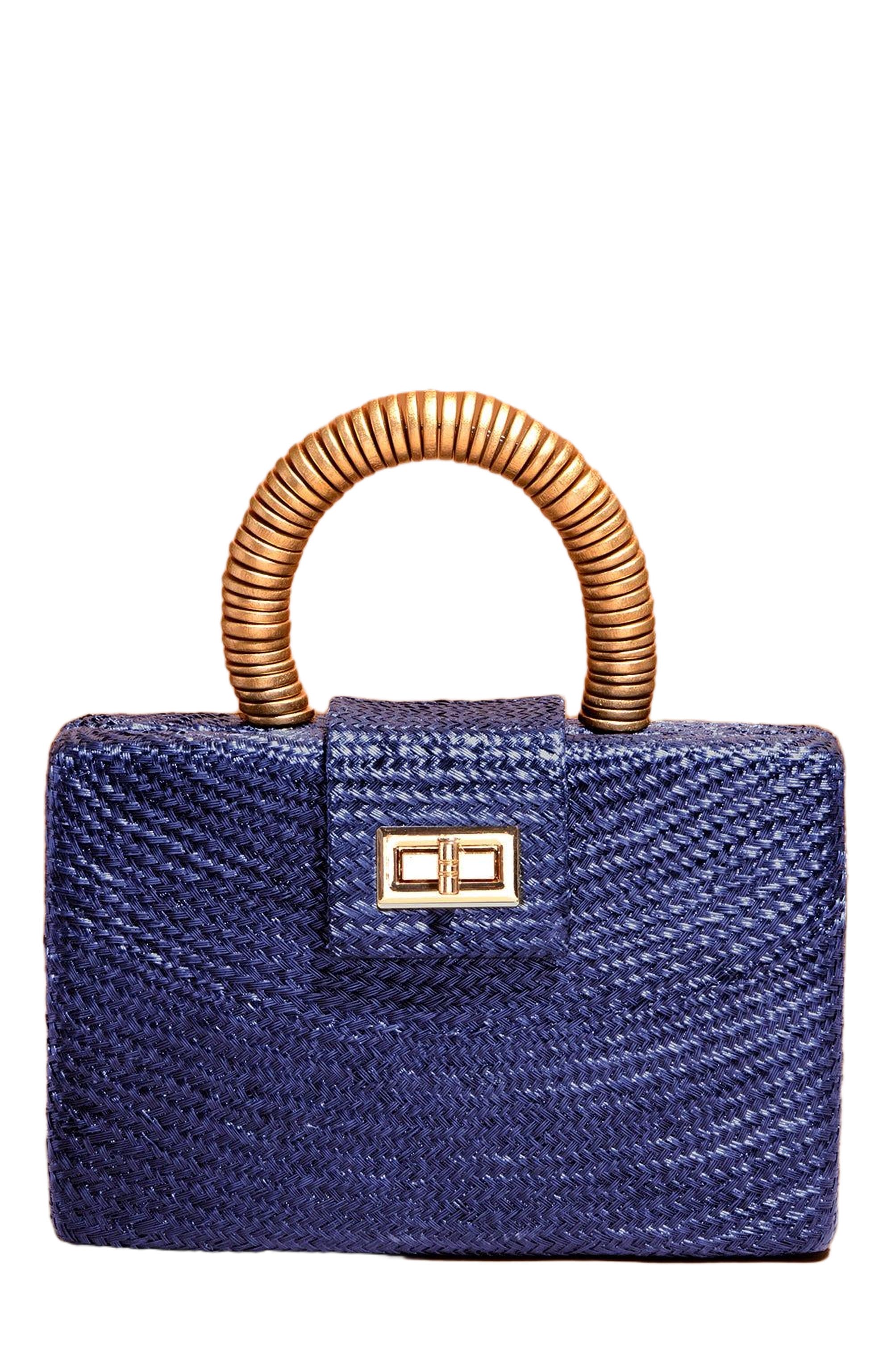 Soli & Sun THE GRACIE Woven Buntal Straw Clutch Bag, Alternate, color, 