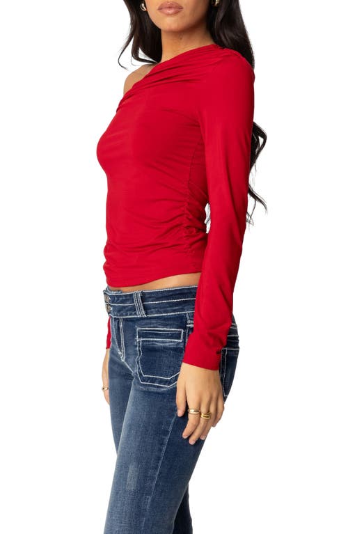 EDIKTED EDIKTED RONNIE RUCHED ONE-SHOULDER LONG SLEEVE TOP