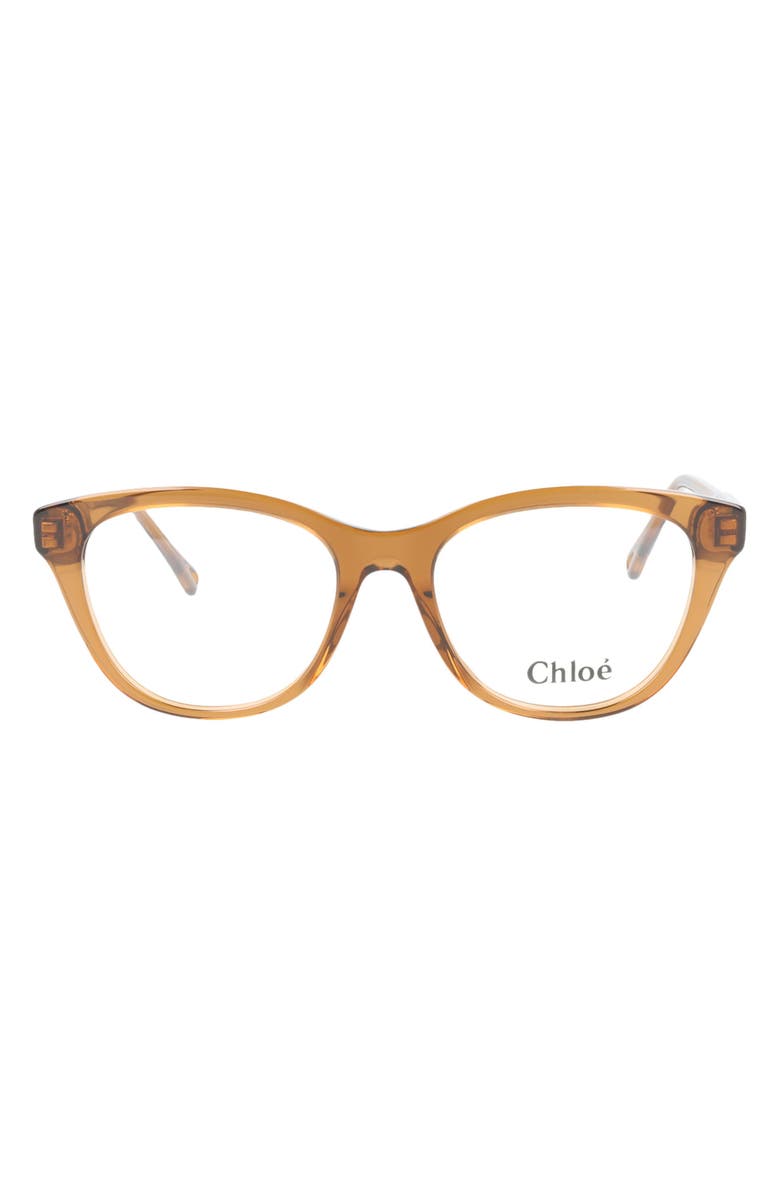 Chloé Core 51mm Cat Eye Optical Glasses, Main, color, Brown Brown