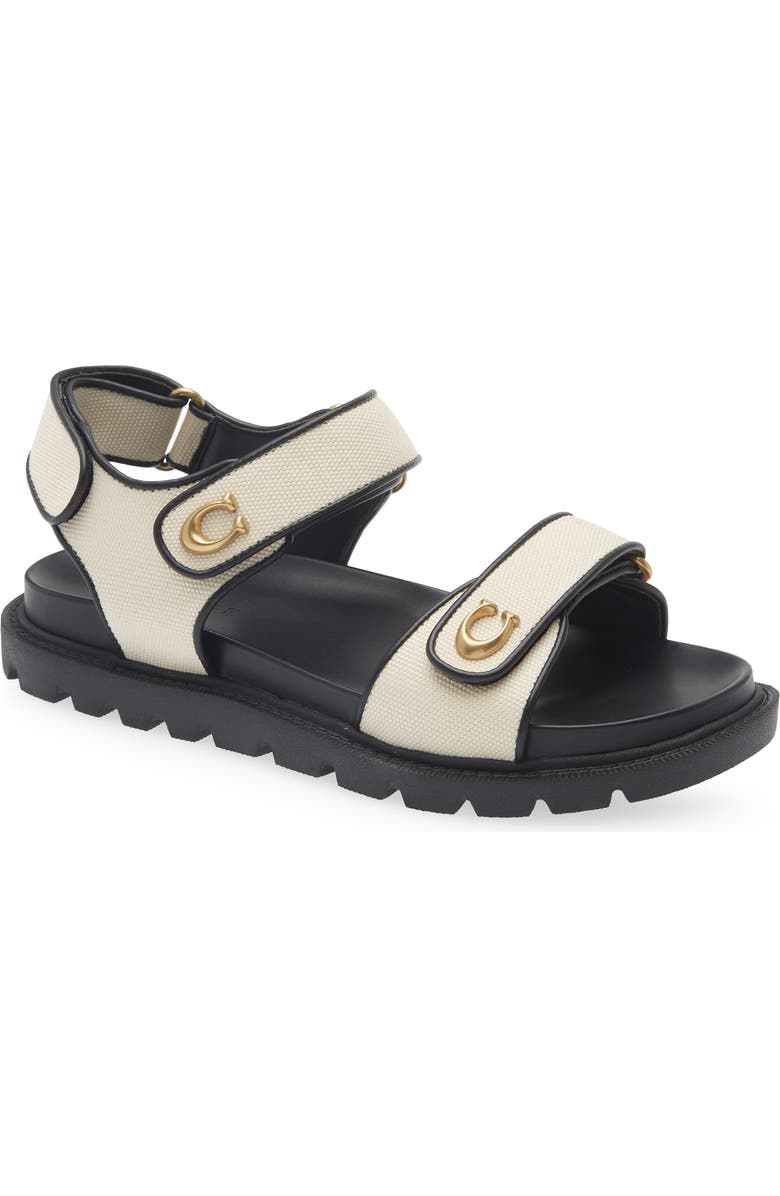 COACH Brynn Sandal, Main, color, Chalk/ Black