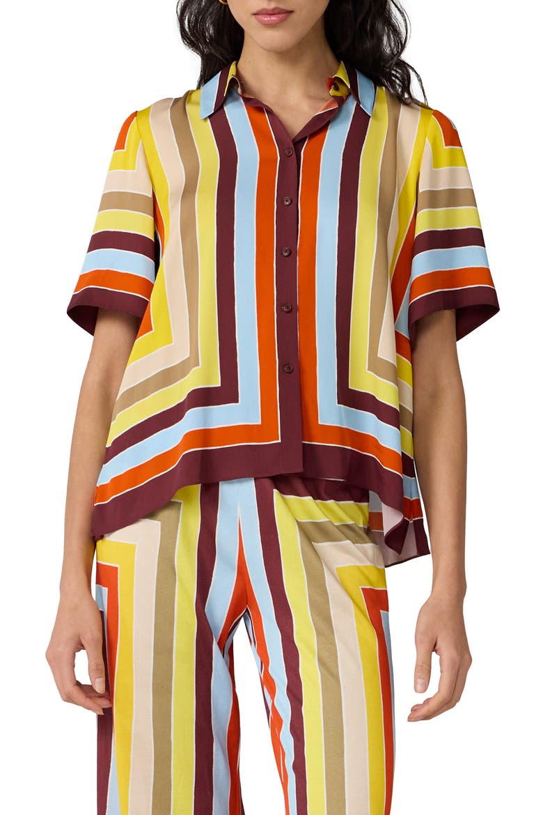 Alexa Stripe Stretch Silk Button-Up Shirt, Main, color, DORIAN STRIPE MULTI