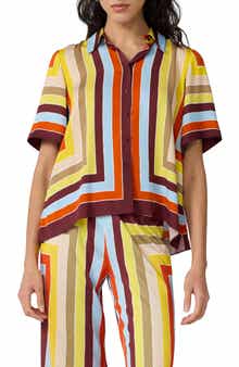 Alexa Stripe Stretch Silk Button-Up Shirt